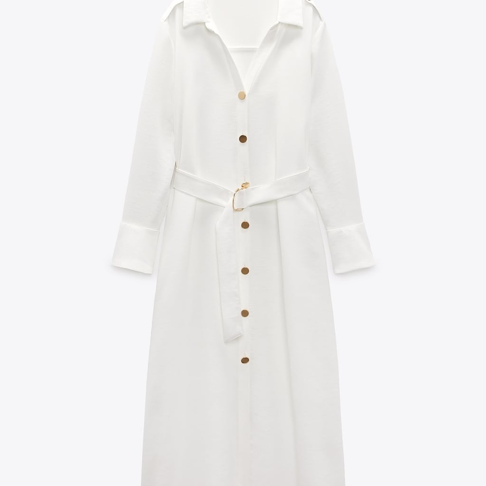BELTED SHIRTDRESS WHITE